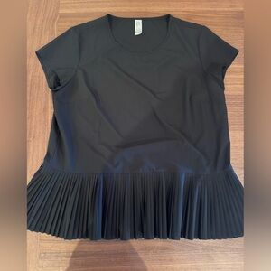 SPANX Black Crew Neck Short Sleeve peplum Top